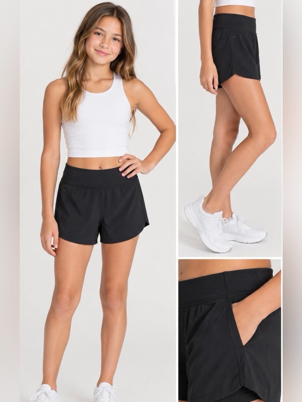 Athleta Girl Black Run Free Shorts – Girls XL / 14